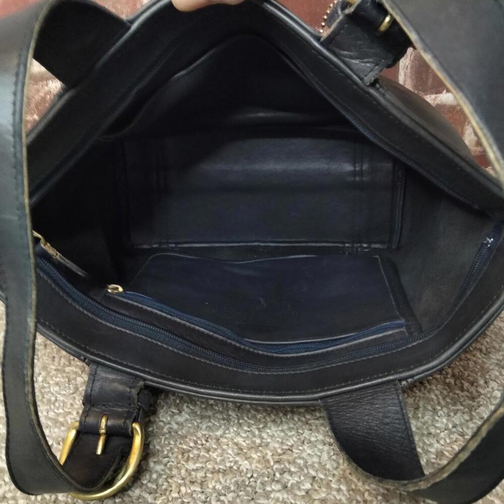 Coach Waverly 4133 Vintage Tote Handbag Black Glovetanned Leather - Picture 9 of 9